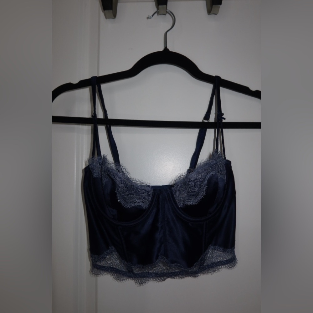Victoria’s Secret Deep Navy Lace Trim Bustier